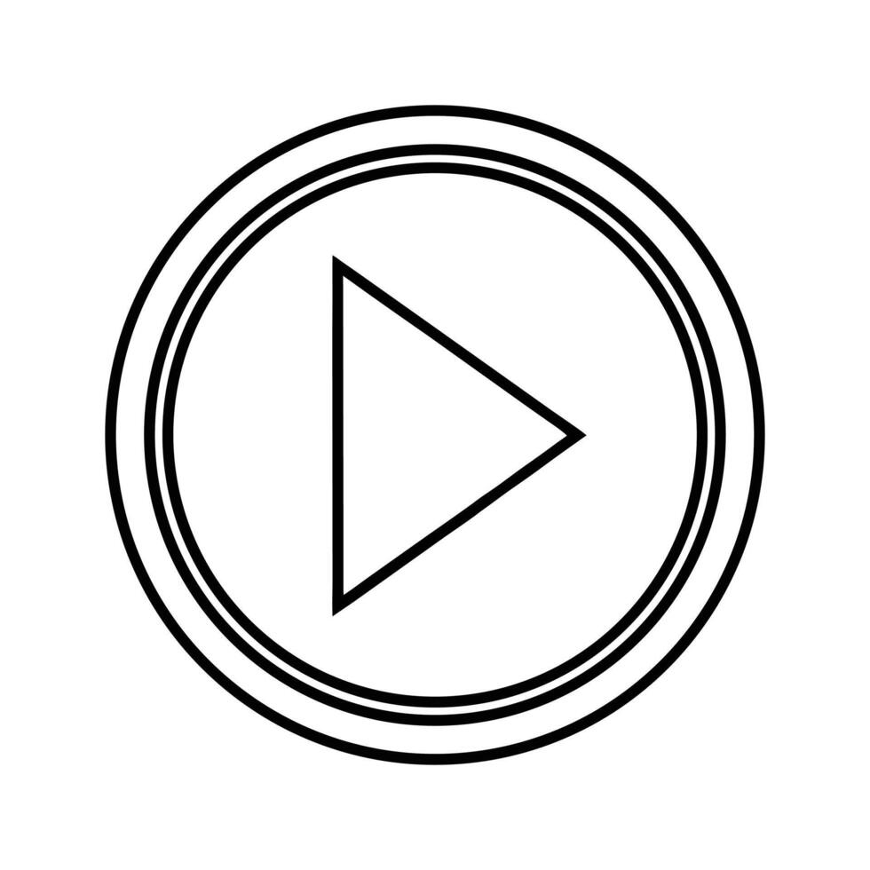 Circular Play Button Icon in Black and White vector