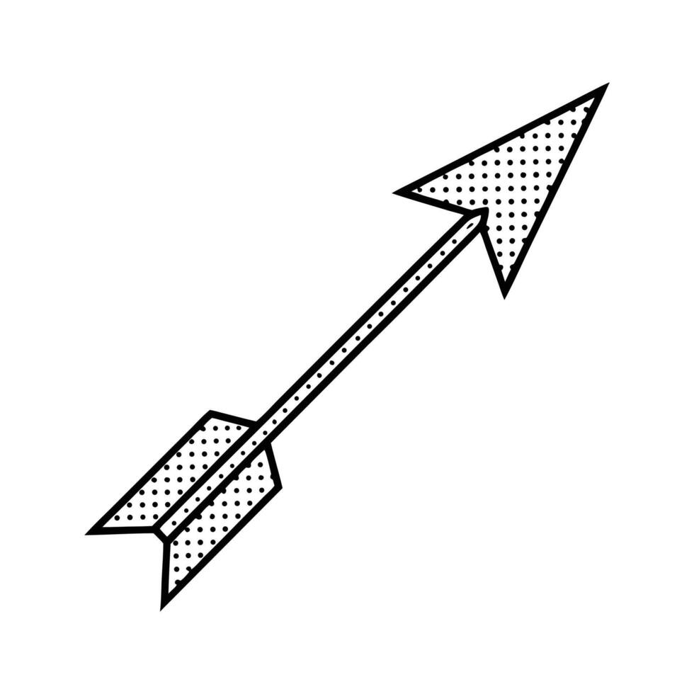 Arrow pointing upwards on a diagonal, representing direction and aim vector