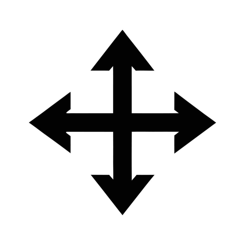 Four-headed directional arrows pointing in four directions vector