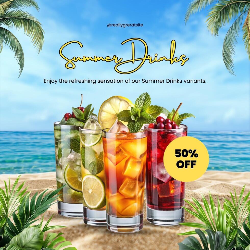 summer drink promo instagram post template
