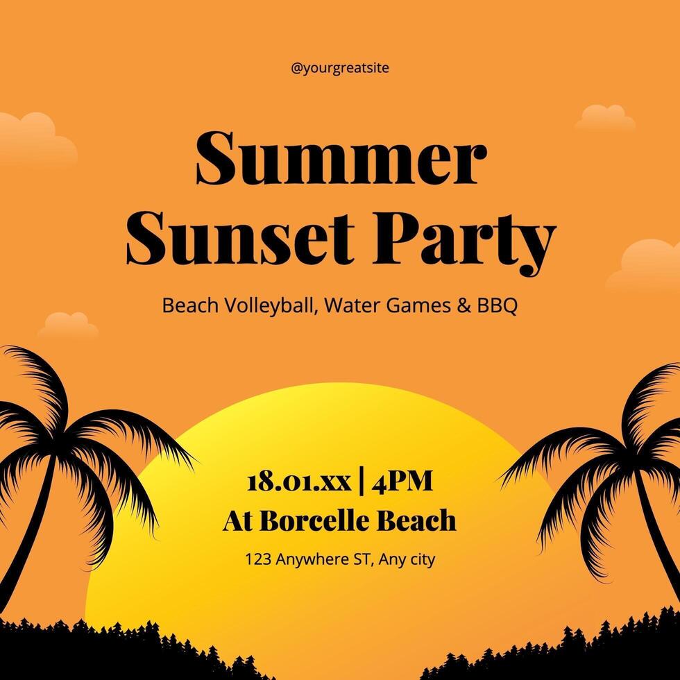 orange summer sunset party instagram post template