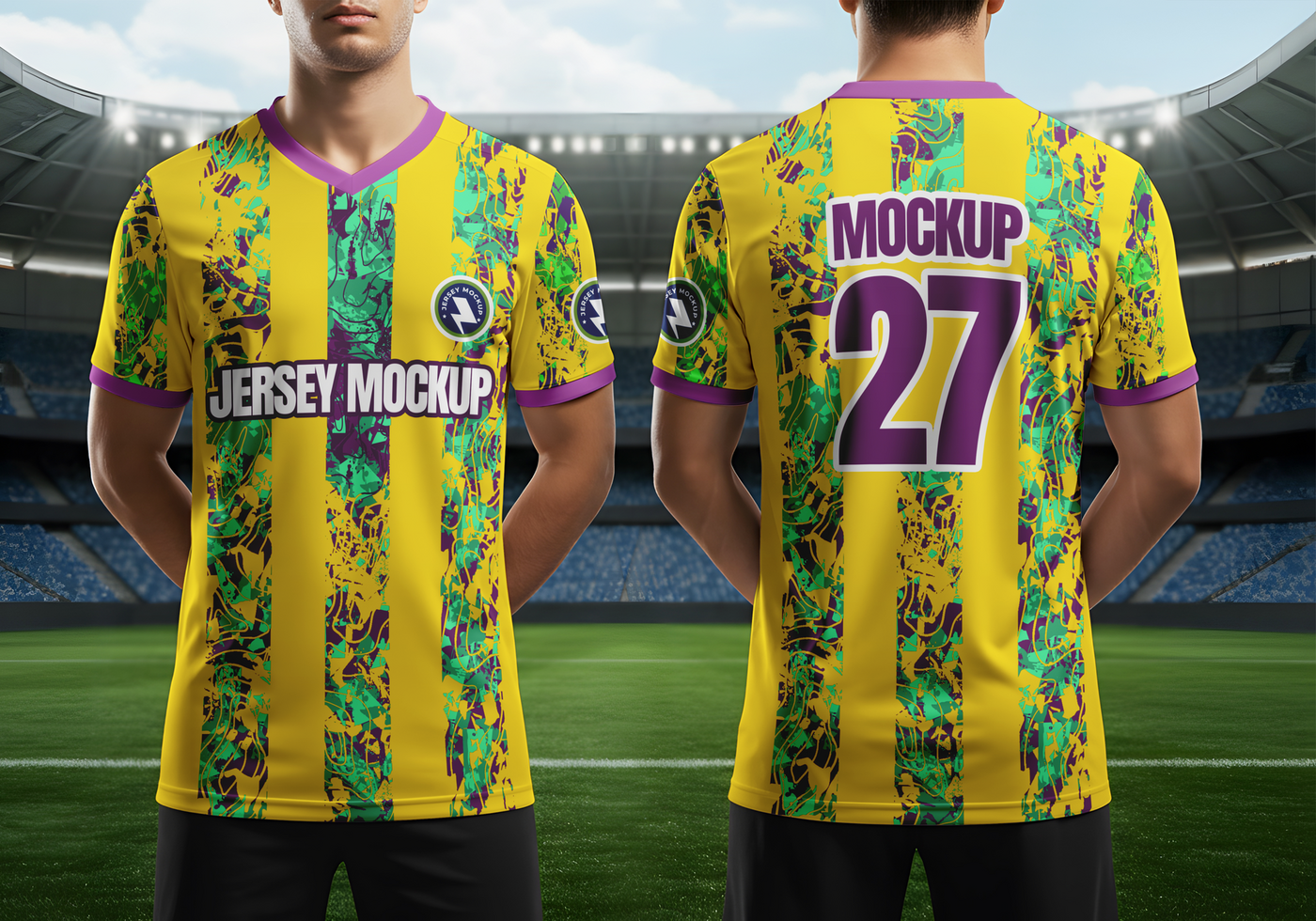 Soccer Jersey Mockup with Abstract Design psd