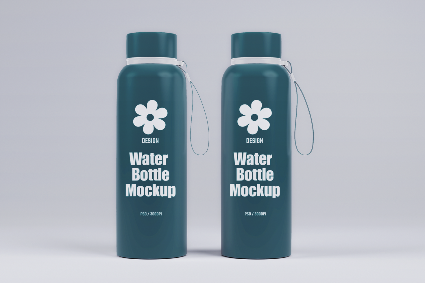 Reusable water bottle design mockup psd