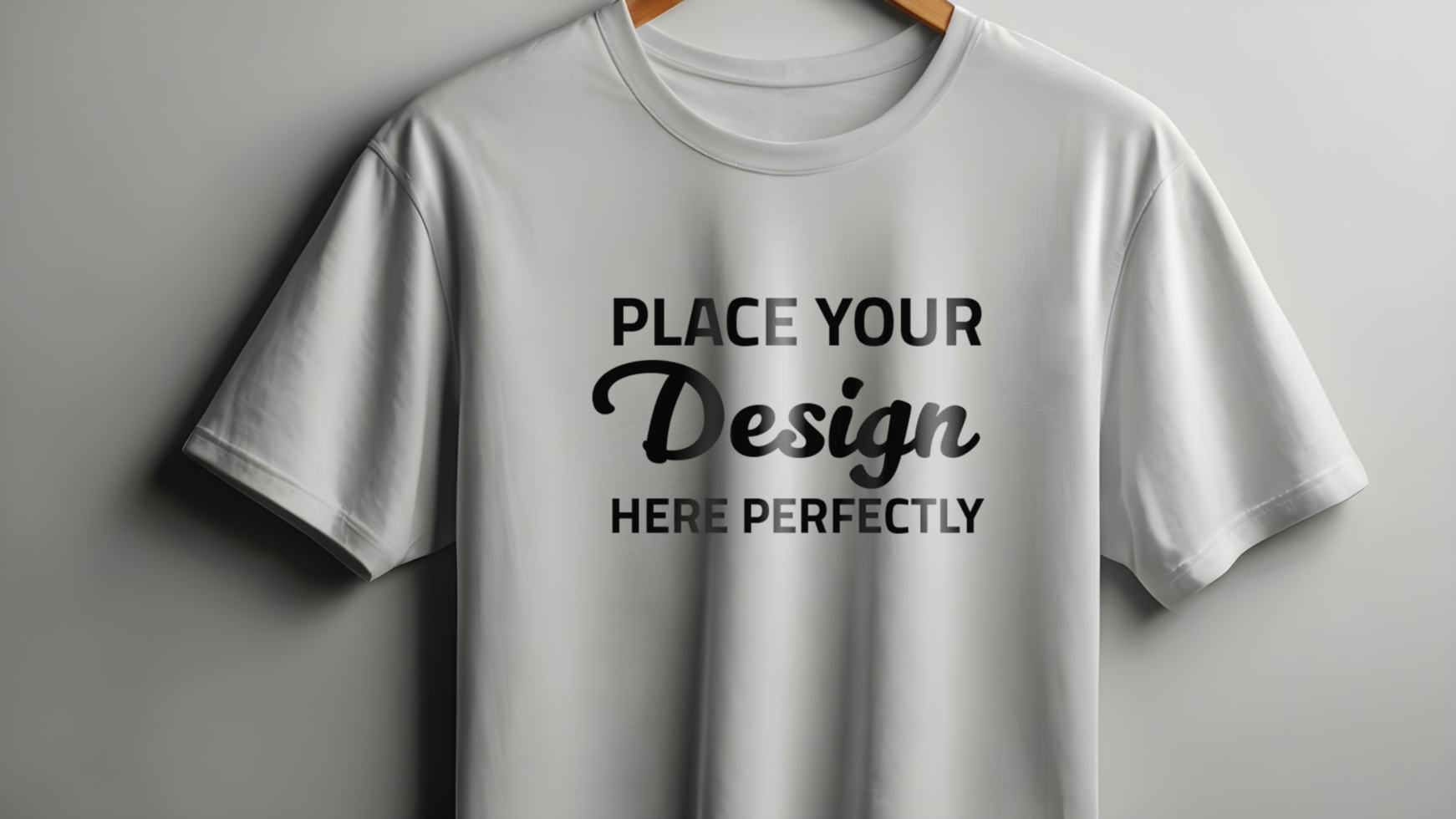 Minimalist white t shirt mockup with a grey background psd