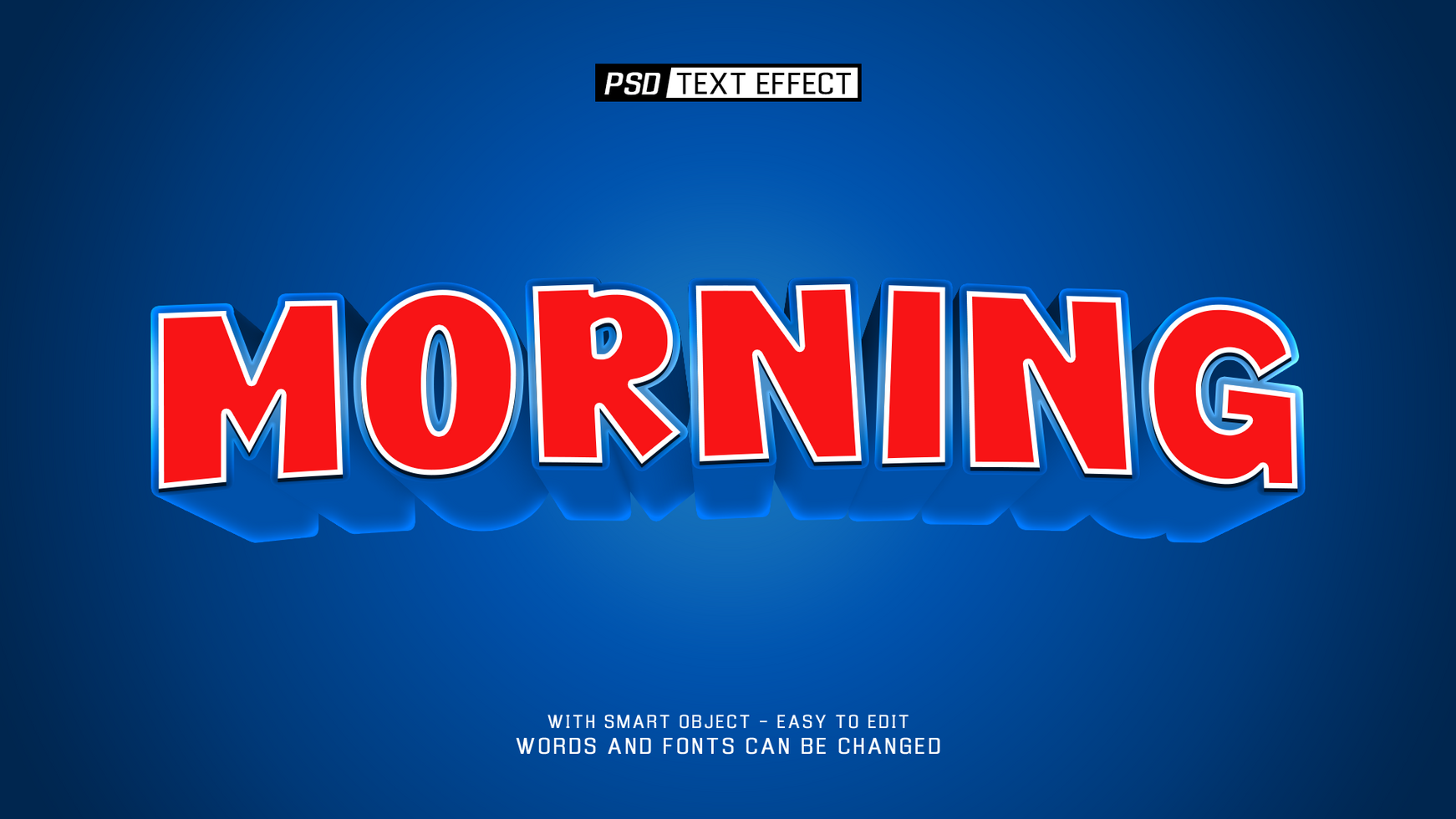 morning 3d text effect psd