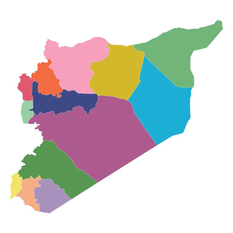 Syria map divided regions in multicolor vector