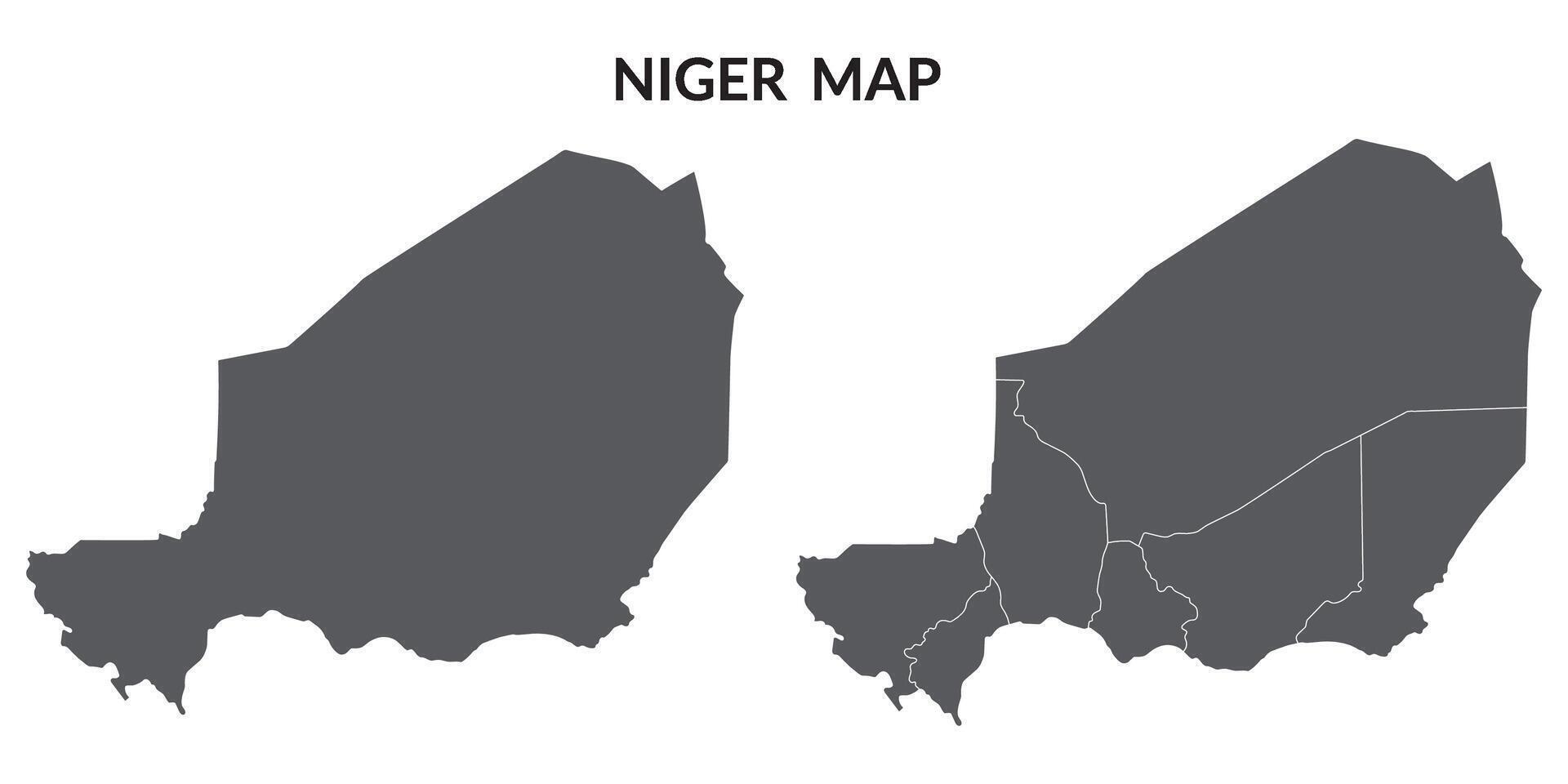 Niger map set. Map of Niger in set with grey color vector