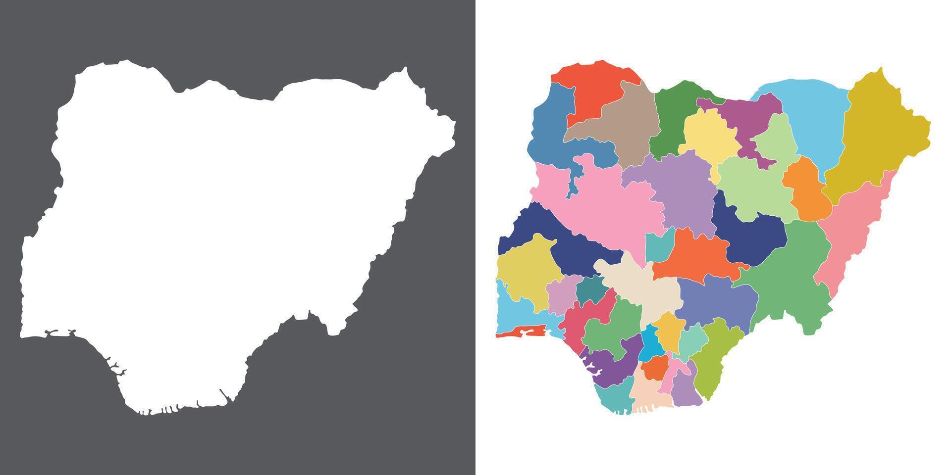Nigeria map set. Map of Nigeria in set with multicolor vector
