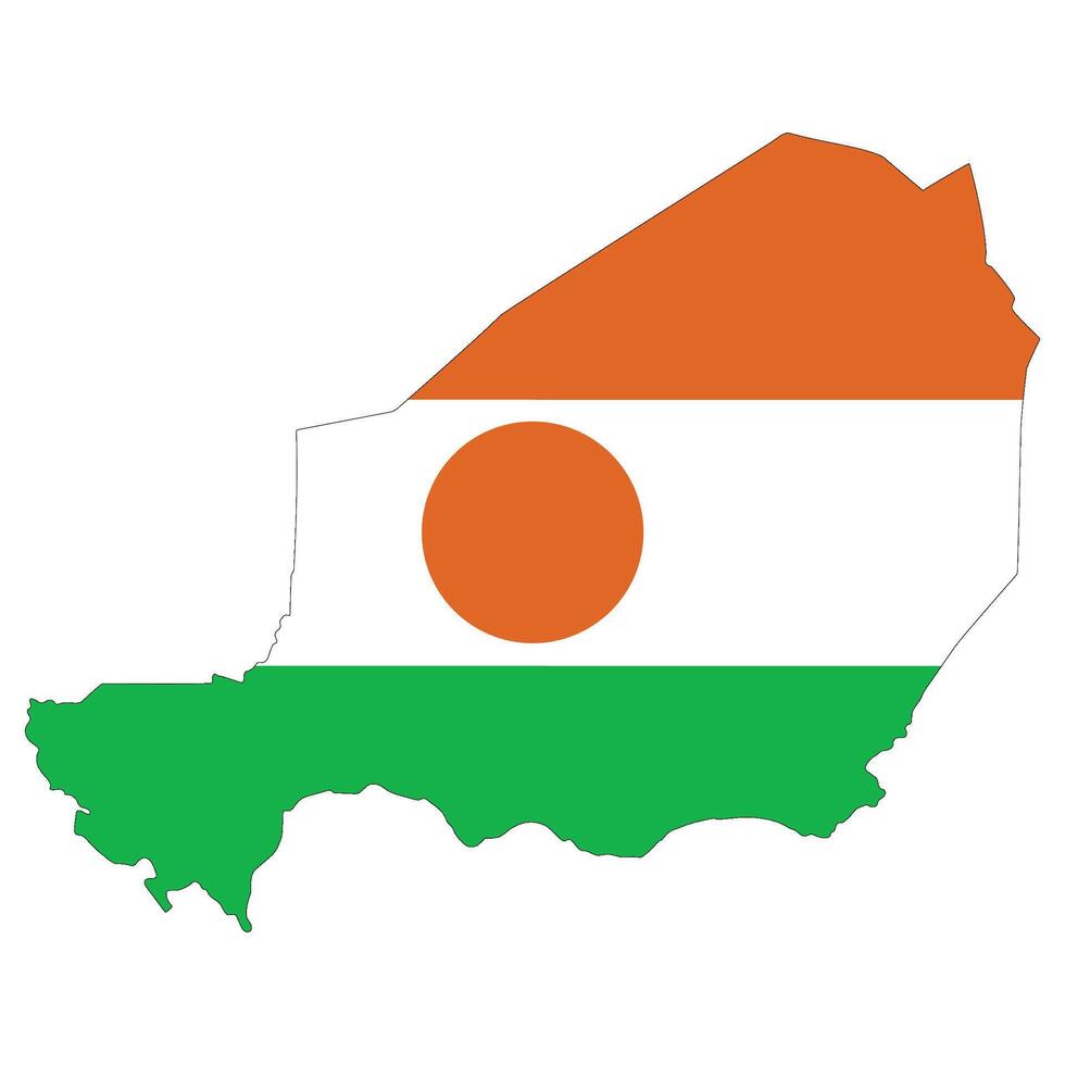 Niger map with country flag. Map of Niger with flag vector