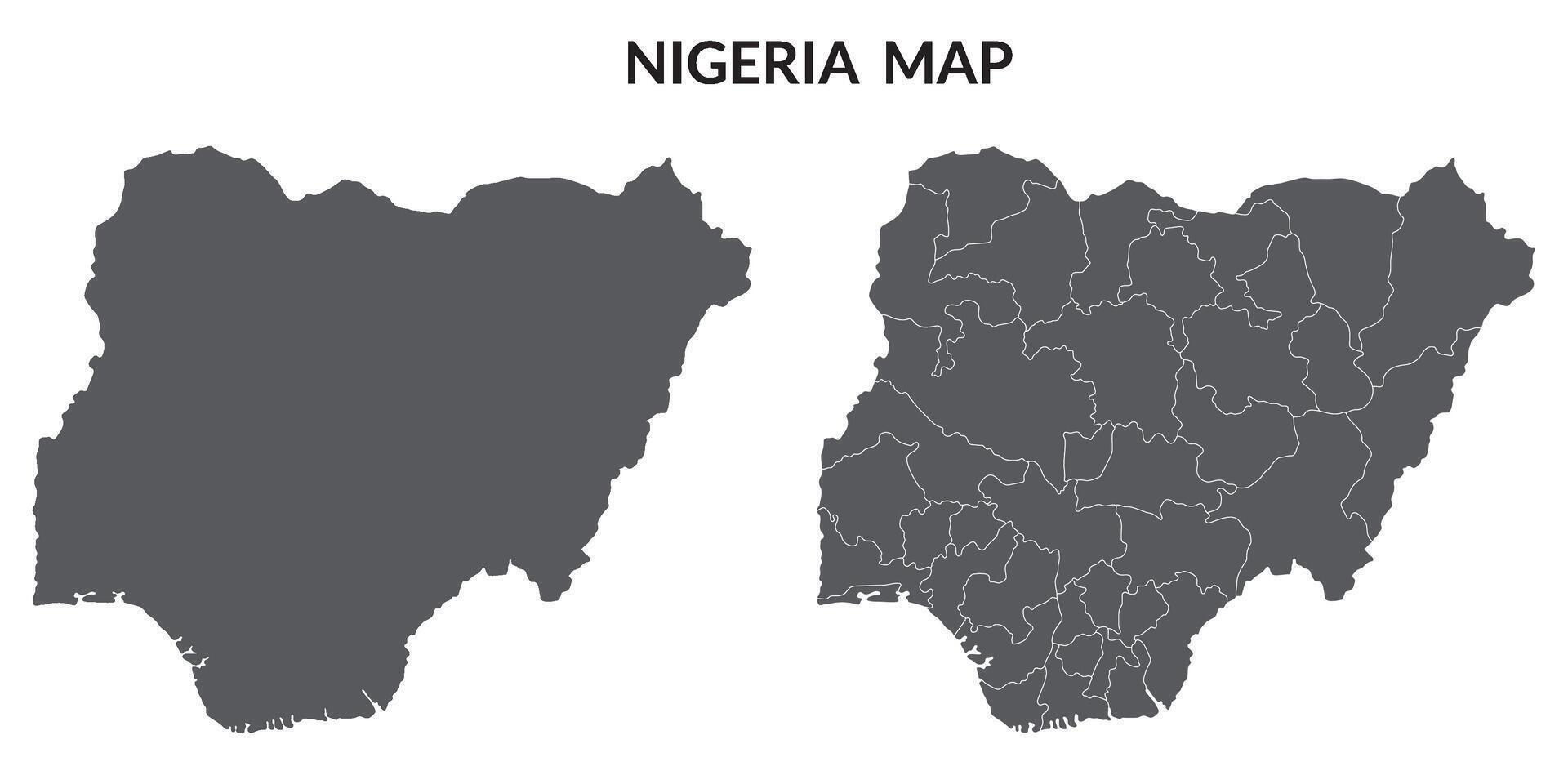 Nigeria map set. Map of Nigeria in set with grey color vector
