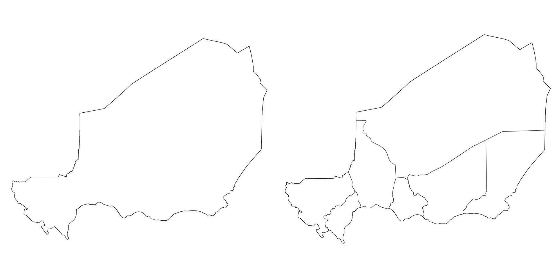 Niger map set. Map of Niger in set with white color vector