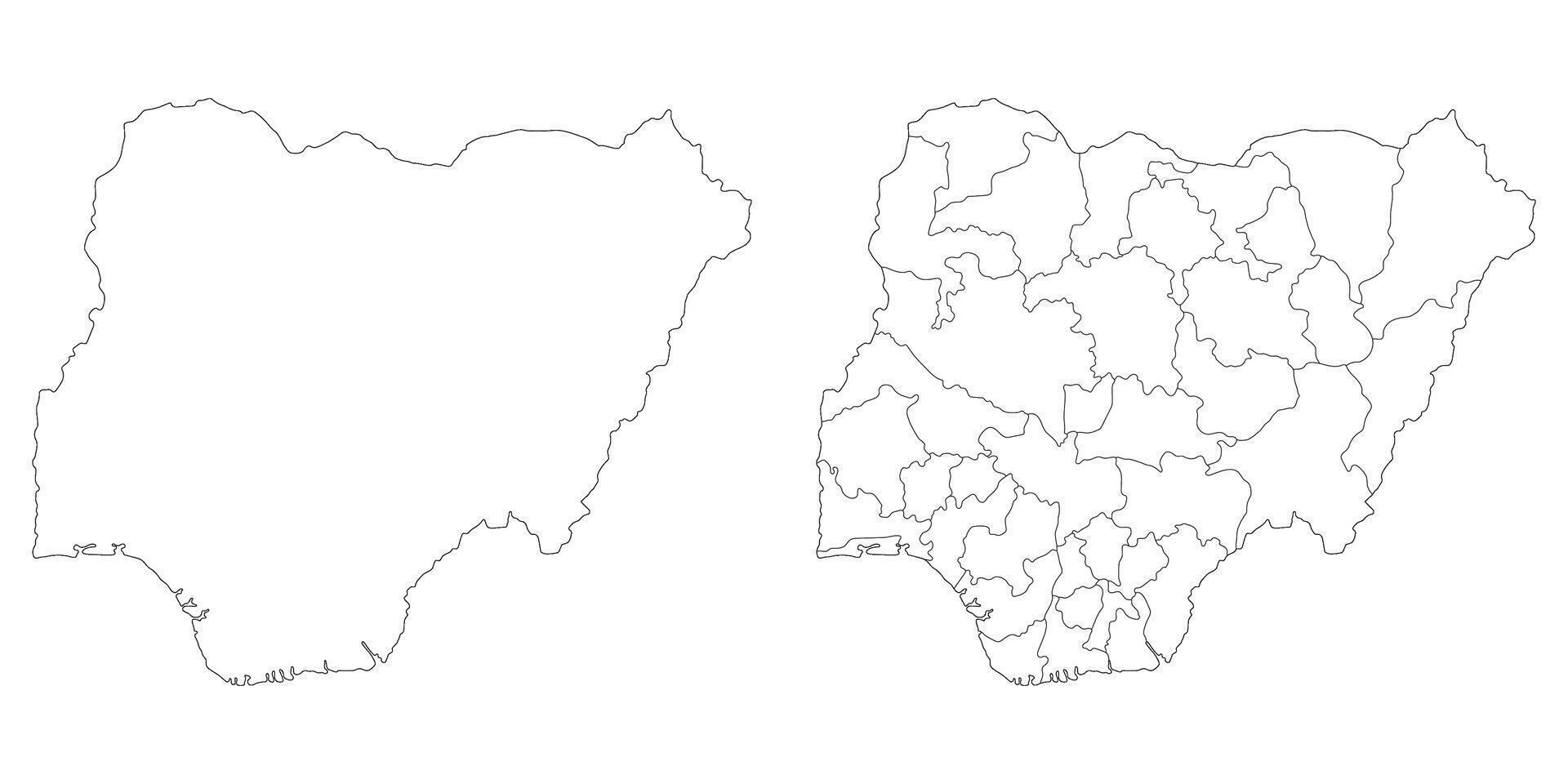 Nigeria map set. Map of Nigeria in set with white color vector