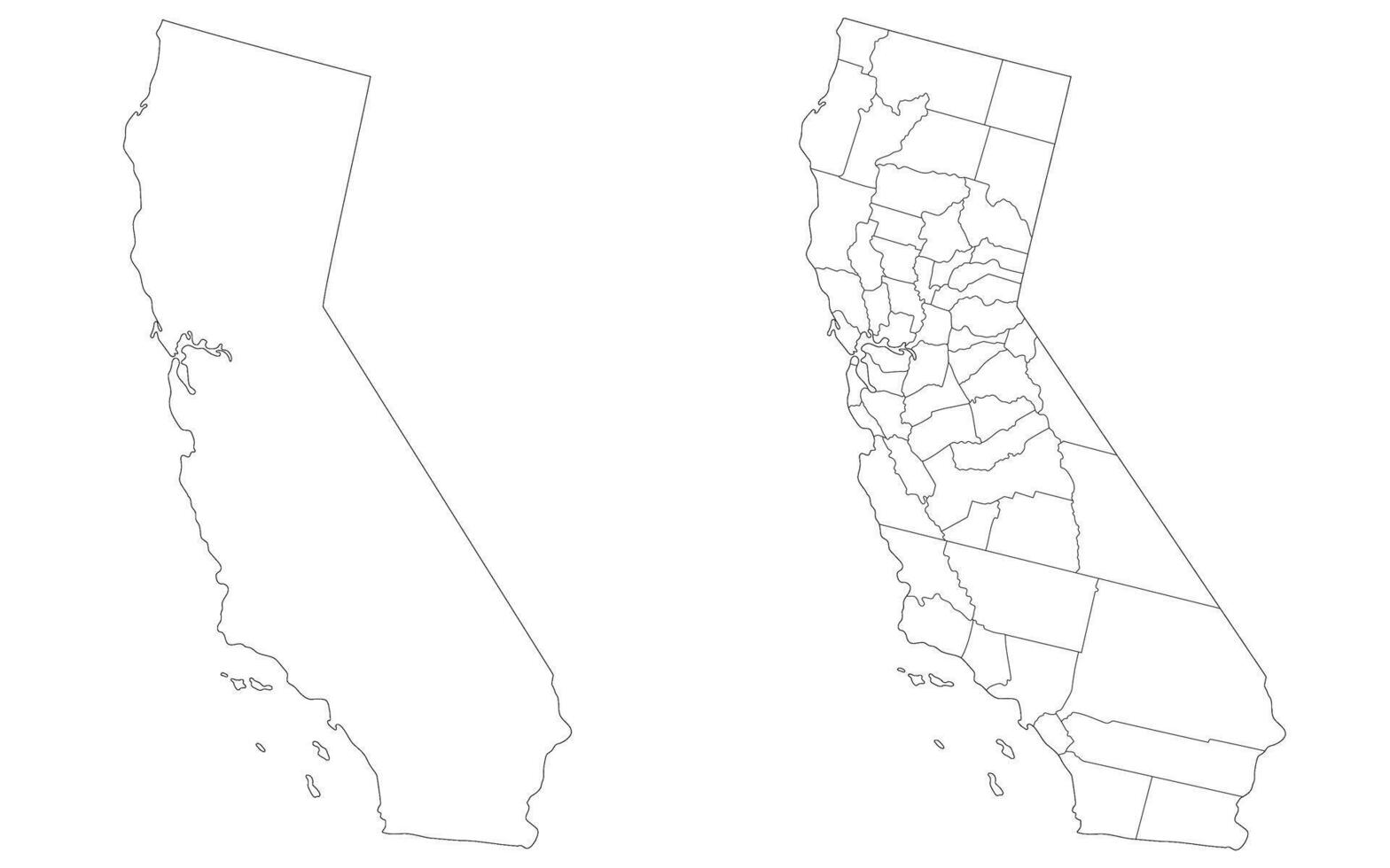 California state map in set white color. Map of the U.S. state of California with city map in set white color. vector