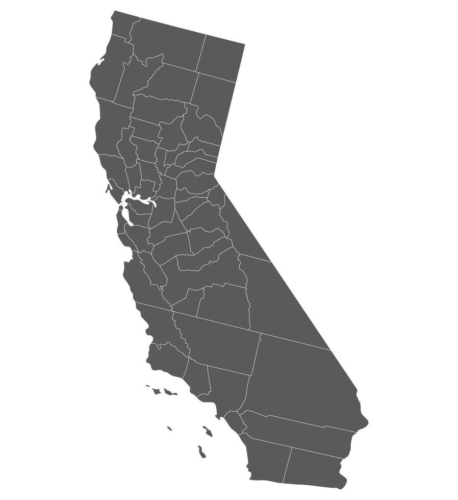 California with city map. Map of the U.S. state of California in grey color. vector