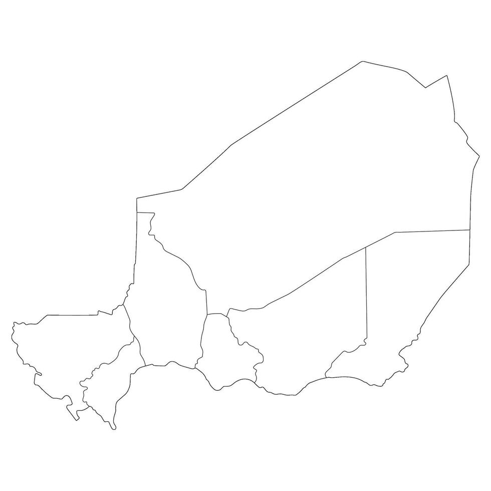 Niger map divided seven regions. Map of Niger regions in white color vector