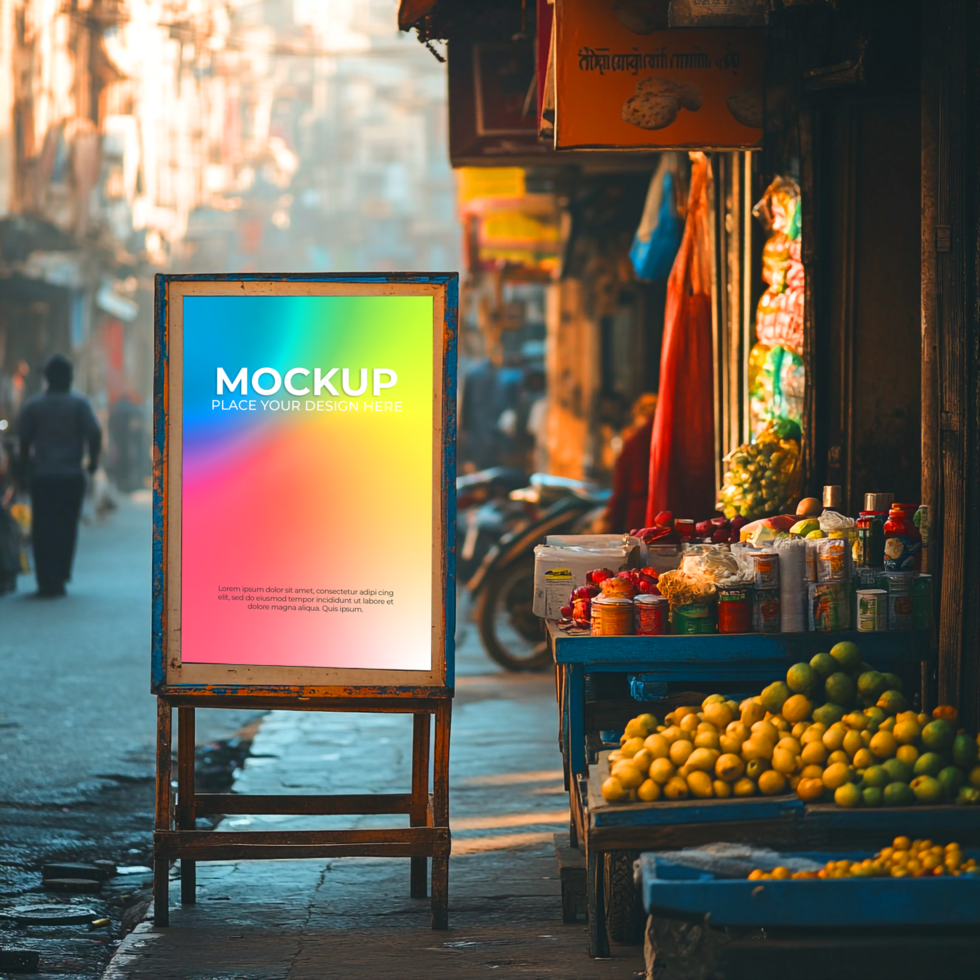 Vibrant Street Sign Mockup Colorful Poster Design in Urban Setting psd