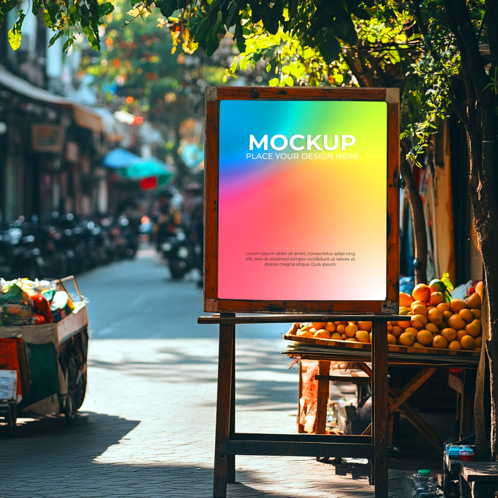 Vibrant City Street Poster Mockup Showcase Design psd