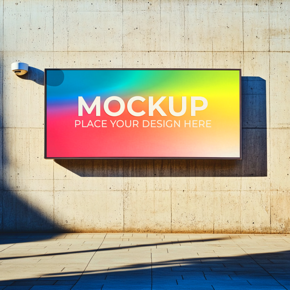 Vibrant Billboard Mockup Colorful Signage on Concrete Wall psd