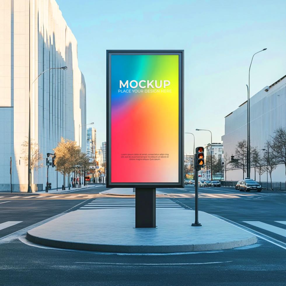 Vibrant City Billboard Mockup Colorful Advertising Display in Urban Setting psd