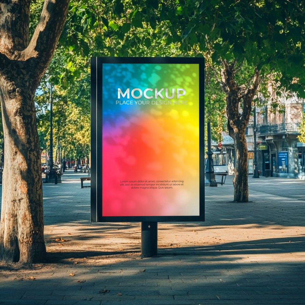 Vibrant Cityscape Billboard Mockup Colorful Ad Design Template psd