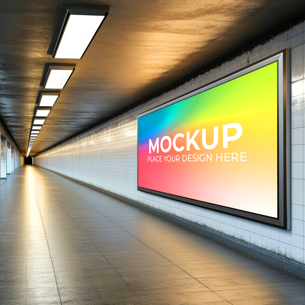 Subway Advertising Mockup Realistic Underground Billboard Design for Transit Media Campaign psd