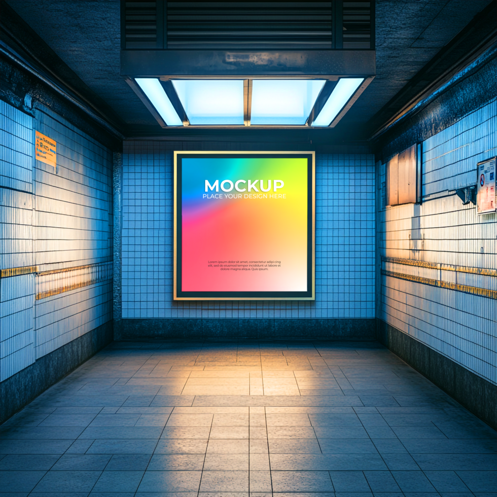 Futuristic Subway Advertisement Digital Signage Mockup for Modern Marketing psd