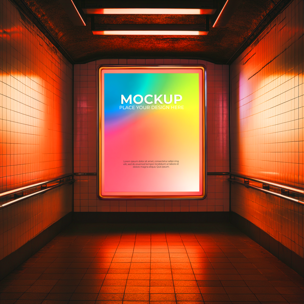 Neon Elevator Poster Mockup psd