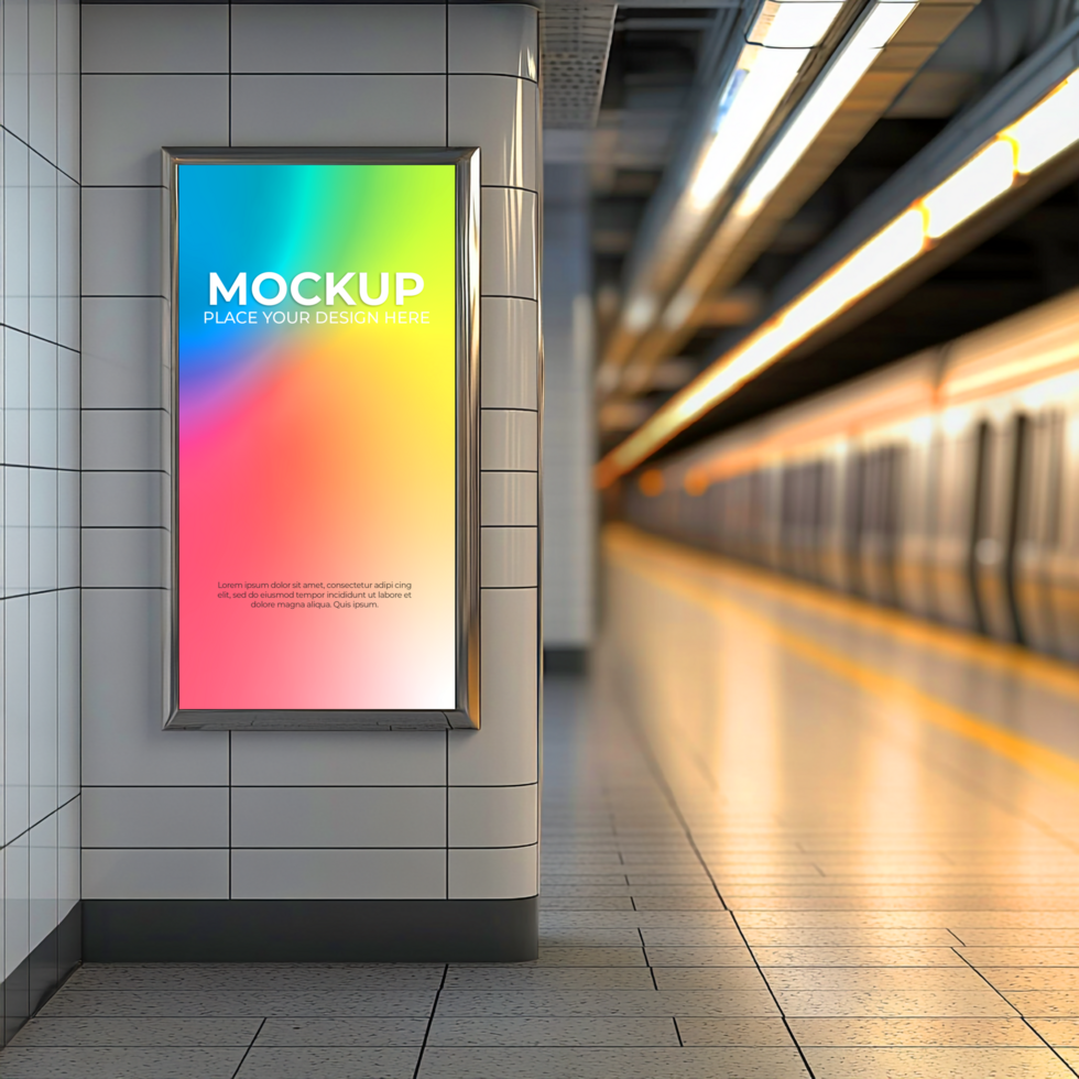 Subway Advertising Mockup Vibrant Poster Design in Underground Station psd