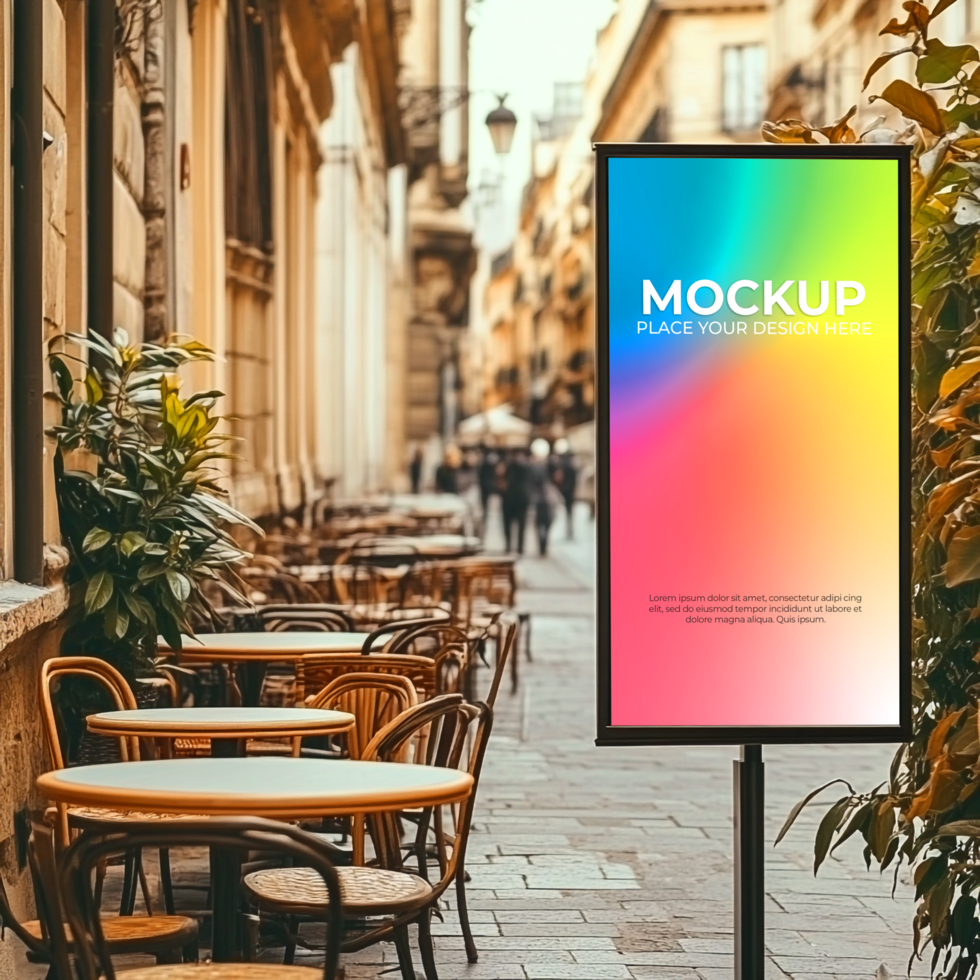 Vibrant Mockup Colorful Poster on Parisian Street Display psd