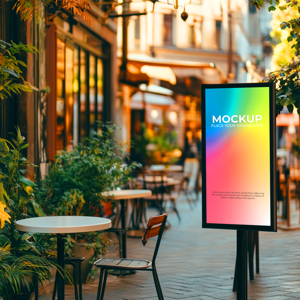 Outdoor Advertising Mockup Digital Signage in a European City Setting psd