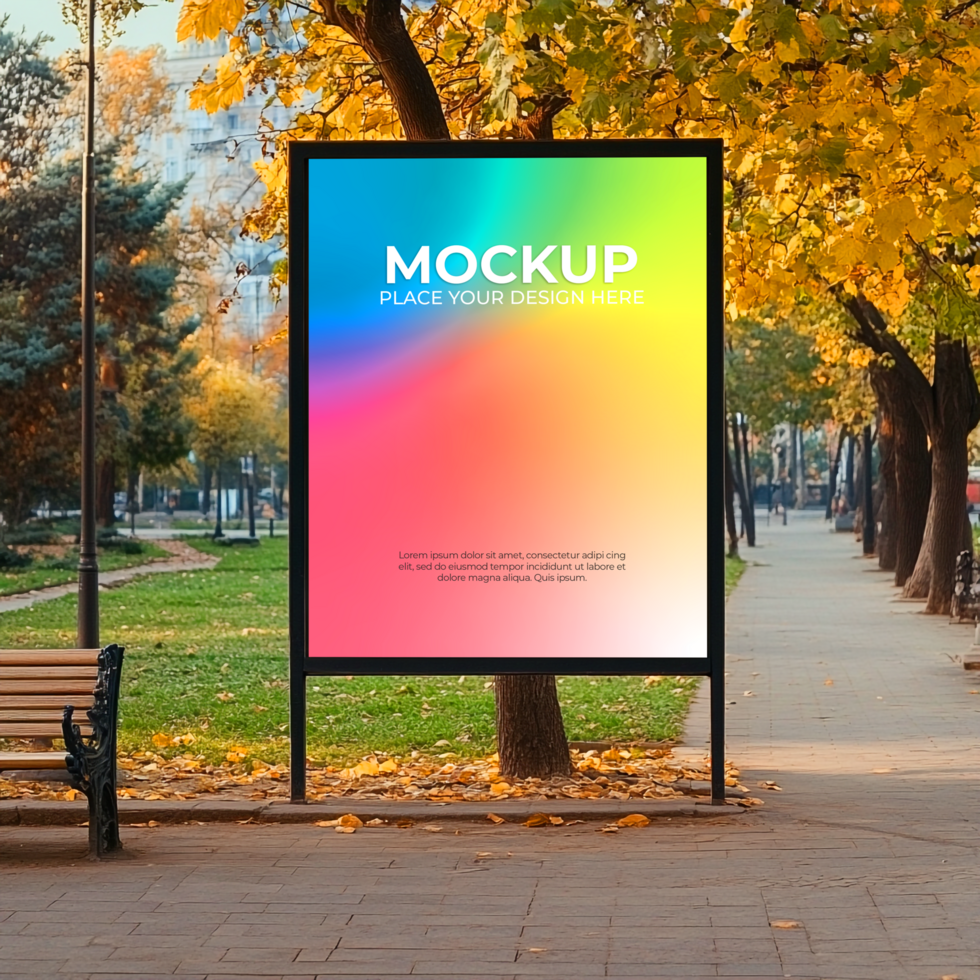 Vibrant Autumn Park Billboard Mockup Perfect for Advertising psd