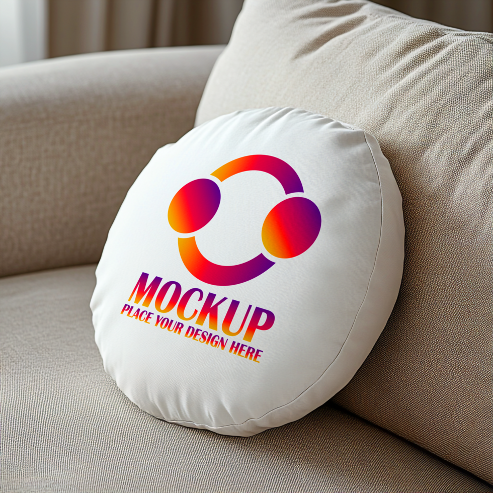 Round Pillow Mockup Design Your Brand Logo psd
