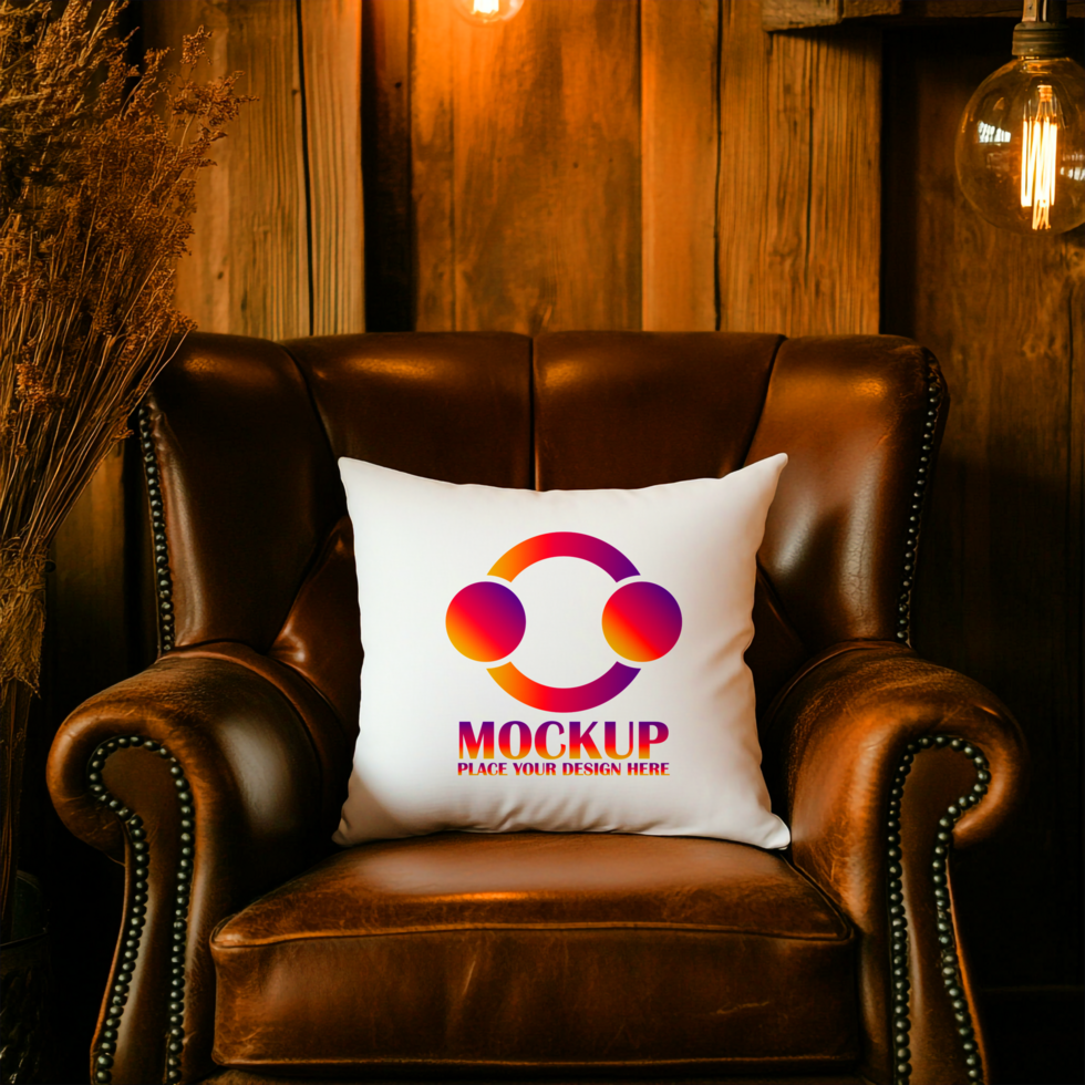 White Pillow Mockup Showcase Your Logo Design on a Luxurious Cushion psd