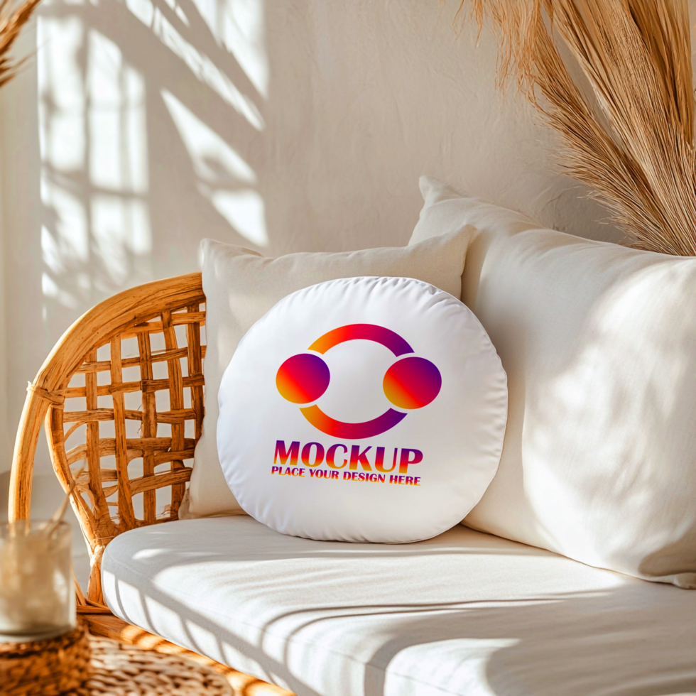 Round Pillow Mockup Branding Design psd