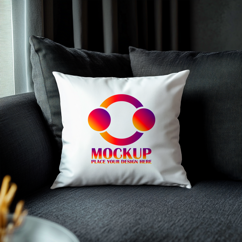 Brand Logo on Pillow Mockup Showcase Your Design psd