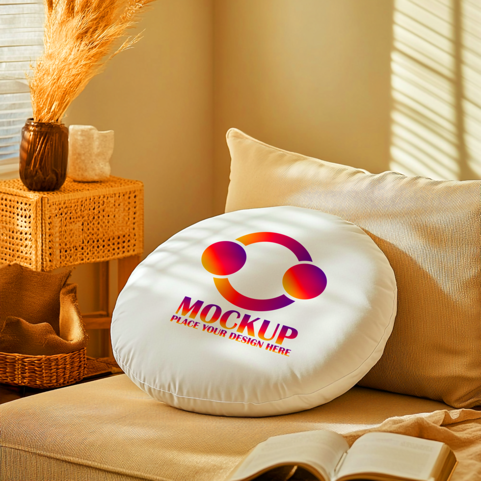 Round Pillow Mockup Branding Logo Design Product Presentation psd