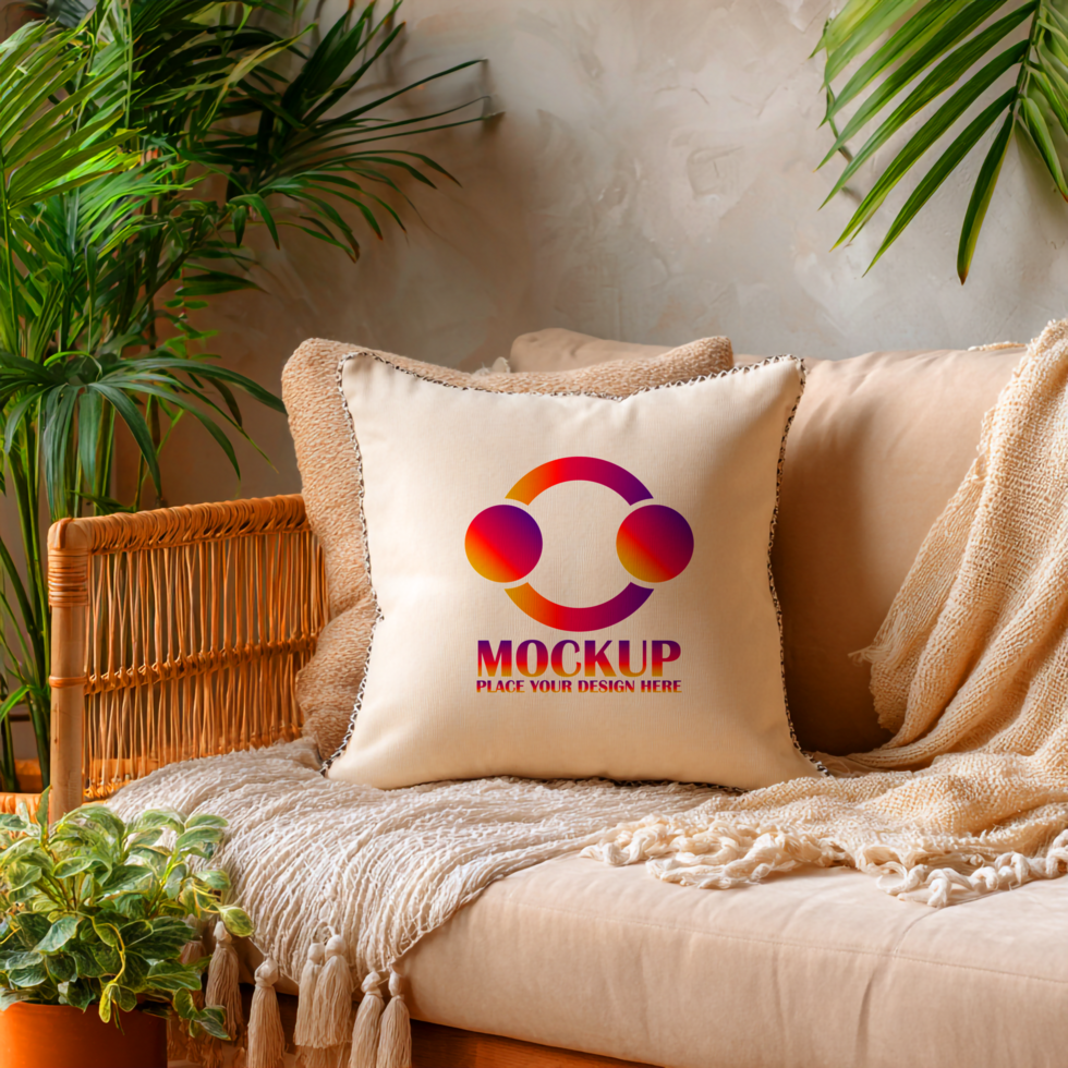 Minimalist Logo Design on Cushion Branding Interior Design Inspiration psd