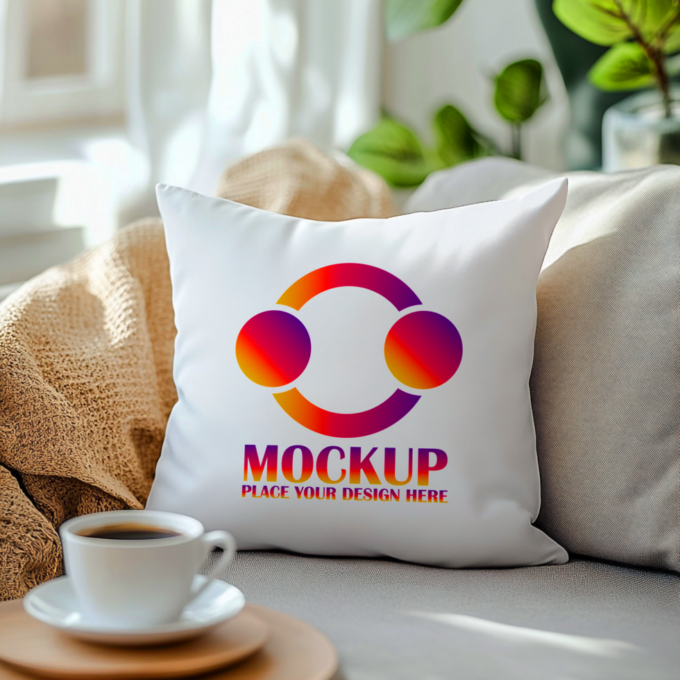 Pillow Mockup Brand Logo Presentation on Cozy Cushion psd