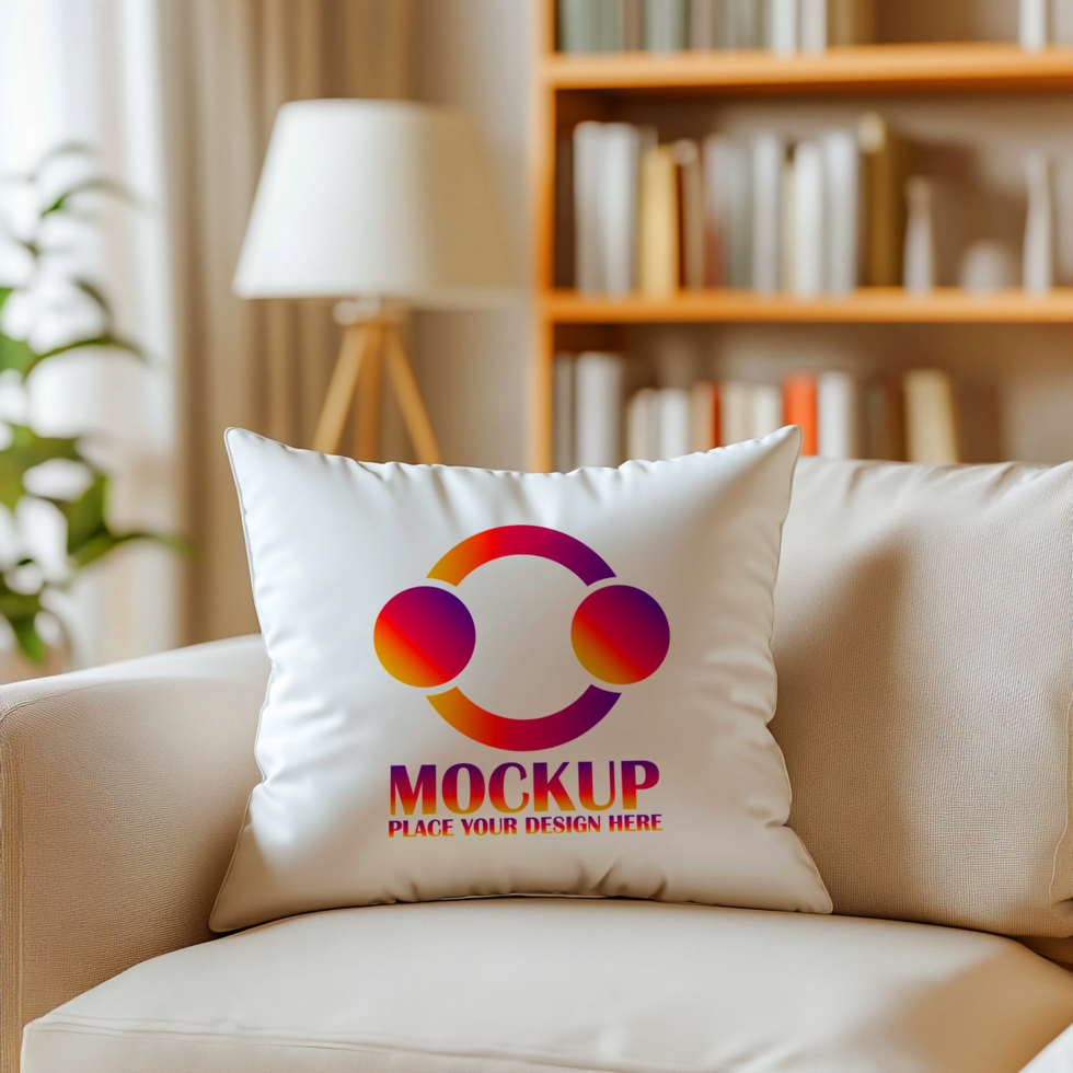 Pillow Mockup Branding Design Presentation on Cozy Sofa psd