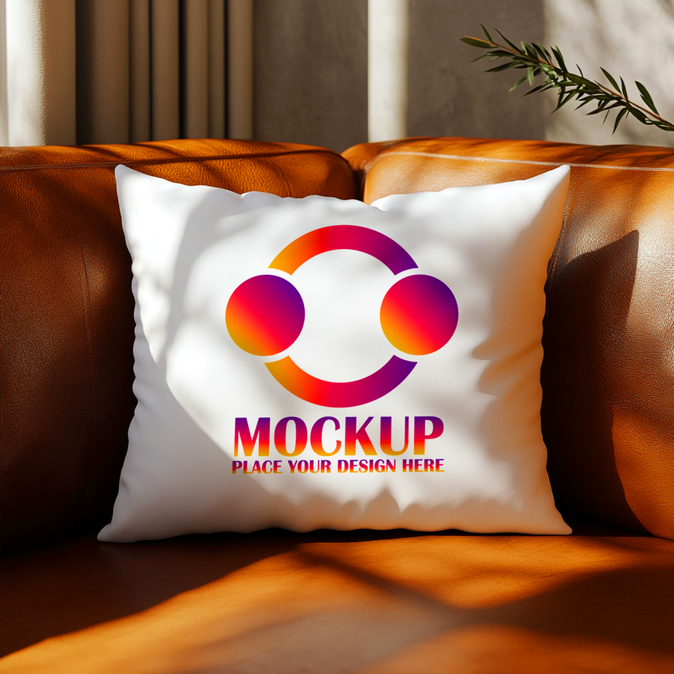 Brand Logo Pillow Mockup Showcase Your Design on Premium Cushion psd