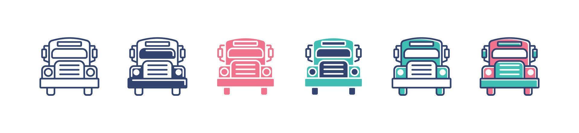 simple school bus icon set public travel transportation car illustration business city tour car signs for web and app vector