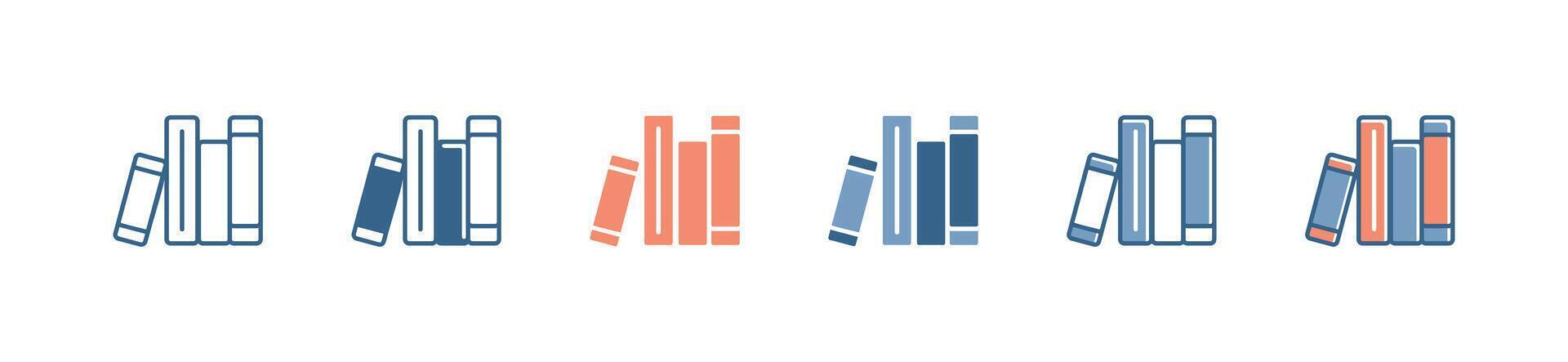 simple bookshelf library interior icon set document archive binder education business signs illustration vector