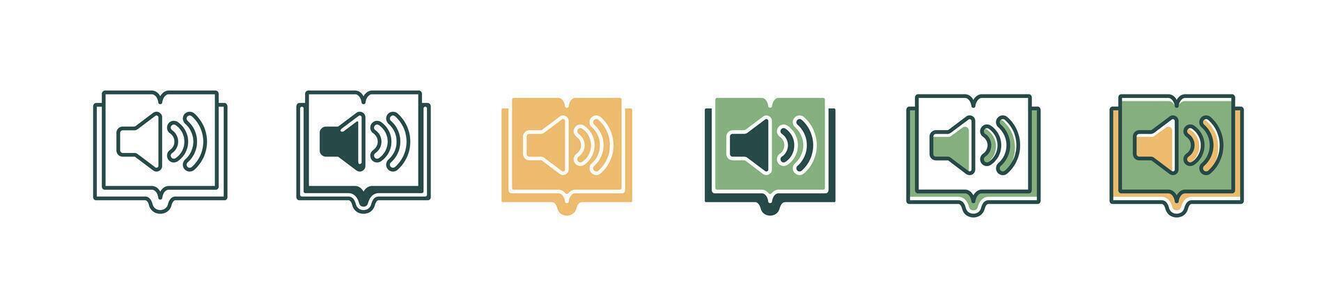 open book with speaker icon set education online course listening book signs illustration for web and app vector