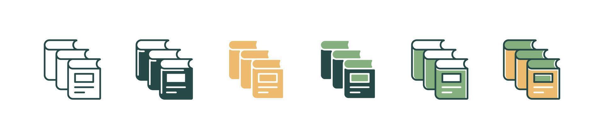 library pile of book icon set simple literature book stack school dictionary document signs illustration for web and app vector