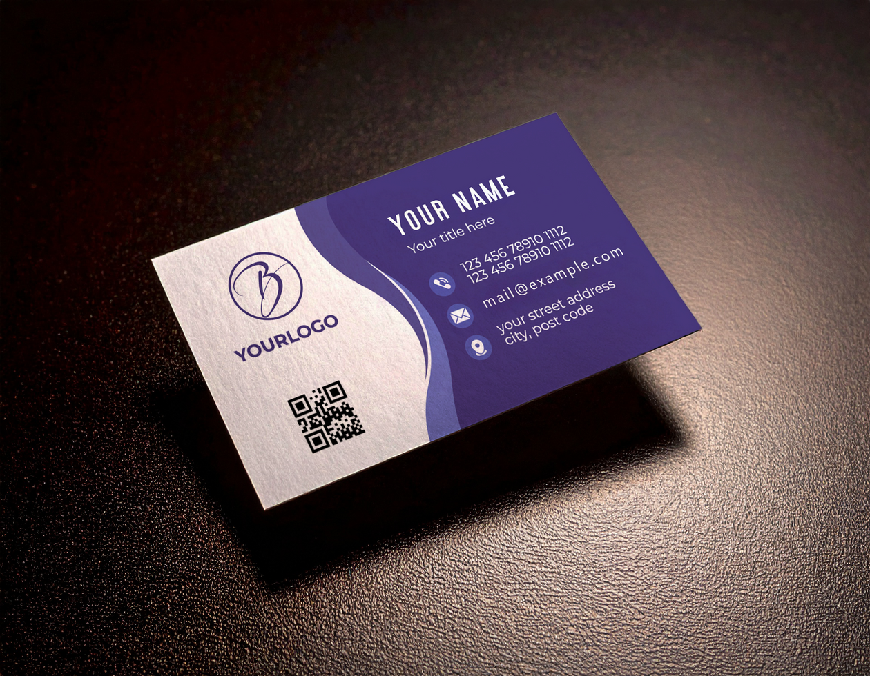 Business Card Mockup on Dark Brown Textured Surface psd