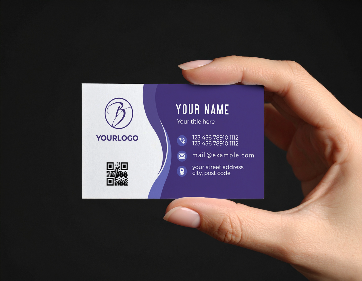 Hand Holding Card Mockup Against Black Background psd