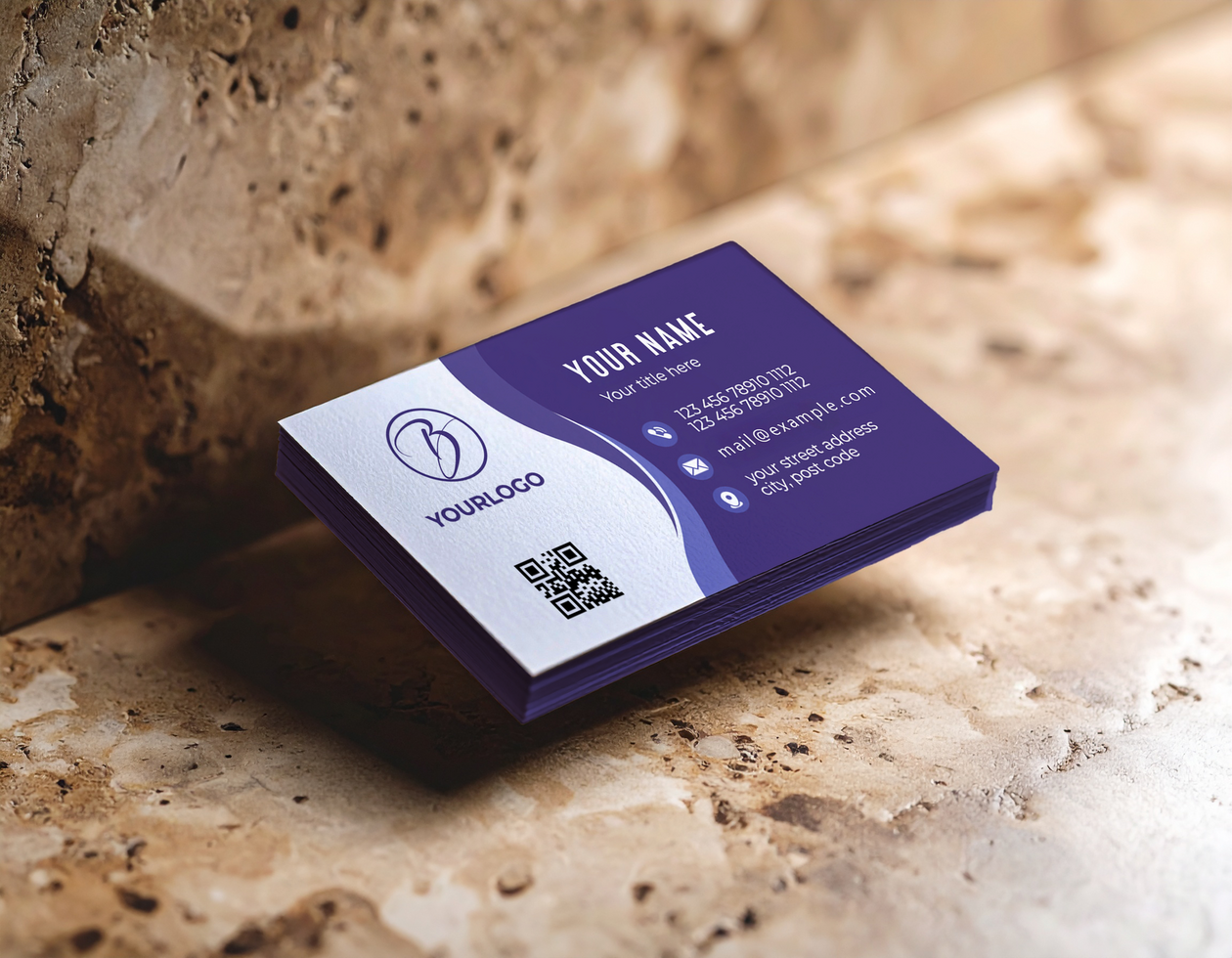Floating Business Cards Mockup Stack Above Marble Background psd
