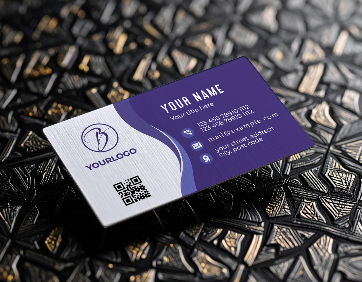 Business Card Mockup Template on Black Gold Geometric Pattern Background psd