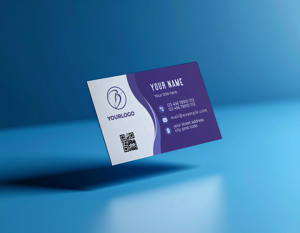 Card Mockup Floating Above Vibrant Blue Surface Modern psd