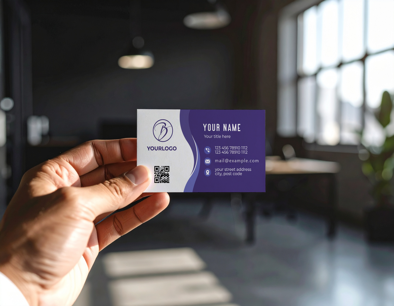 Business Card Mock Up Modern Office Space Natural Lighting psd